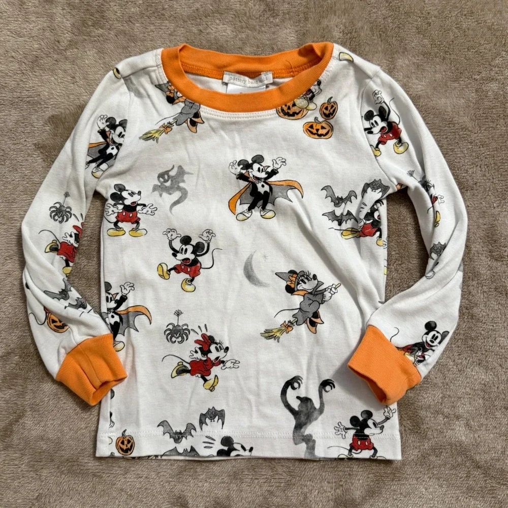 Pottery Barn Kids Disney Mickey Mouse Halloween Organic Cotton Pajamas 3T Set